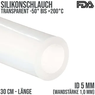 5 x 7 mm Silikon Silicon Milch Schlauch transparent lebensmittelecht FDA 0,45 ba...