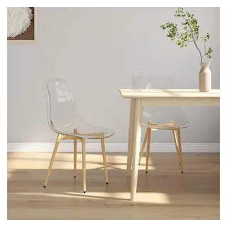 furnicato Esszimmerstuhl Transparent 46 x 52 x 84 cm mit Metallbeinen (2 St), Ergonomische Sitzgruppe mit Bodenkappen und pflegeleichtem PET weiß