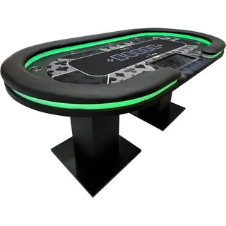 Home Deluxe LED Pokertisch inkl. Pokerkoffer und 10 Stühle STRAIGHT FLUSH mit LED Beleuchtung I Spielertisch Poker Tisch Casino Casino Pokerkoffer