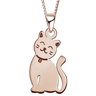 Limana Kette mit Anhänger 925 Silber Katze Damen Mädchen Kinder Kinderkette Damenkette, Kinderkette rosegold gold rotgold rot