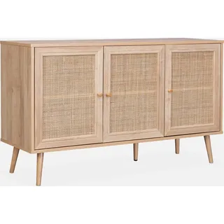 sweeek - Sideboard mit Holzoptik und Rohrgeflecht 120 cm
