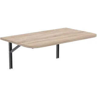AKKE Klapptisch Wandklapptisch Esstisch - Klappbar Faltbar Platzsparend - Abgerundete Ecken - 80x50 cm - Sonoma