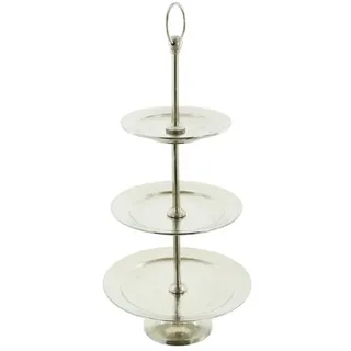 Frank Flechtwaren Etagere Maison, groß 3 Stöckig, Metall Etagere Silber Obst Etagere, Dekorativer Hingucker