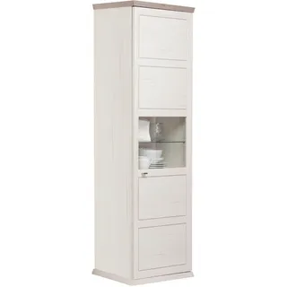 Hom ́in Hom`in Vitrine, Grau, Weiß, Metall, 5 Fächer, 69.4x209.2x42.5 cm, Wohnzimmer, Wohnwände, Vitrinenschränke