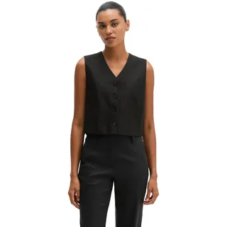Marc O'Polo "aus Viskose-Leinen-Stretch", Damen, Gr. 32, schwarz, Obermaterial: 53% Leinen, 45% Viskose, 2% Elasthan. Futter: 100% Baumwolle, unifarben, regular fit, V-Ausschnitt, Westen Anzugweste