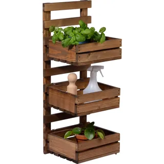 Dobar dobar® 58388FSCe | 3-stufige Blumenleiter für die Wandmontage | Flexibles Wandregal aus robustem Holz| Pflanztreppe für Garten/Terrasse/Balkon | 29,5 x 26,5 x 74,5 cm Braun
