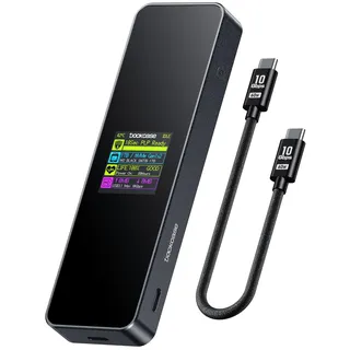 DOCKCASE Smart SSD Gehäuse - 10s Stromausfallschutz, M2 SSD Gehäuse mit Echtzeit-SSD-Gesundheitserkennung, Zwei Type-C-Anschlüsse USB-C 3.2 Gen 2 (10Gbps) für NVMe SSDs bis zu 4TB