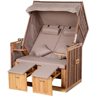 Outsunny Strandkorb - 118Lx79Wx150Hcm - Beige, Kunststoff, 79x150x118 cm - hellbraun