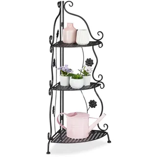 Relaxdays Blumenregal Metall, schwarz