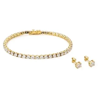 DIAMONIQUE® 2tlg. Schmuckset Armband & Ohrstecker mind. = 11,50ct Edelstahl