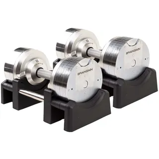 BRAINGAIN Verstellbare Hanteln - 23.5kg, 32.5kg, 41.5kg - Chrom/Schwarz - Vielseitige Heimfitness-Gewichte für Krafttraining (Chrom, 2 x 32,5kg)