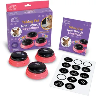 Hunger for Words Talking Pet Next Words Locations – 3-teiliges Set mit beschreibbaren Sprachtasten für Hunde, Hundeknöpfe für Kommunikation