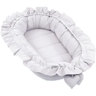 Babynest babynestchen neugeborene mit tragegriff 90 x 50 cm baby nestchen tragbar nest für bett kinder kuschelnest coccon für Jungen und Mädchen Gräulich