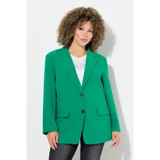 Ulla Popken Blusenblazer Blazer oversized Reverskragen Knopfverschluss grün 42/44