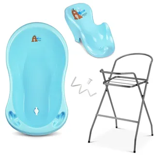 Babykajo 4 Set Baby Badewanne mit Gestell + Wanneneinsatz Abfluss – TÜV Rheinland zertifiziert! 1 St