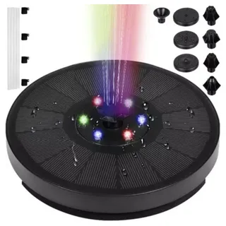 gardlov Gartenbrunnen LED Solar Brunnen Garten, 16 cm Breite, (Spar-Set, 17 tlg., dekorativ langlebig), 2 Betriebsarten: Tagesversion & Nachtversion schwarz