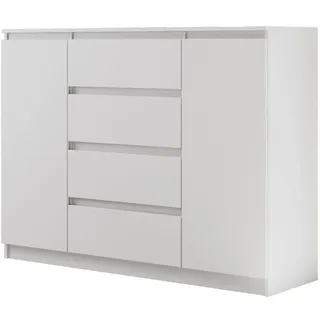 beautysofa Kommode, Weiß, Holzwerkstoff, 4 Schubladen, 120x101.5x39 cm, Wohnzimmer, Kommoden & Sideboards, Kommoden