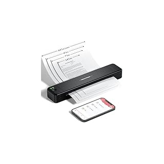 ASprink Mobiler Drucker A4 für Unterwegs, Tragbarer Drucker Thermodrucker A4 P831 für US Letter/A4/B5/A5, Drucker Klein Kompakt für Normalpapier/Thermopapier mit 1 P831 Use Ribbon - Schwarz