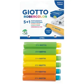 GIOTTO Robocolor Kreidehalter aus Kunststoff, 6 Halter in verschiedenen Farben, ideal für Kinder, Partys und Schulen