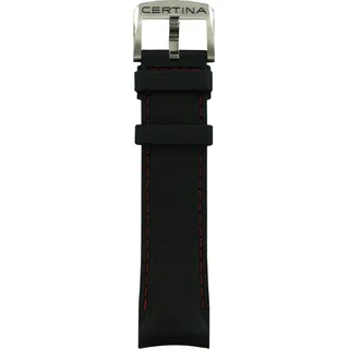 Certina - Kautschuk Ds 2 Kautschukband Schwarz, Naehen Rot, Stahl Schnalle C603019285 - schwarz