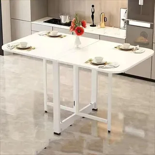 Klappbarer Drop-Leaf-Esstisch, klappbarer Küchentisch aus Holz, multifunktionaler ausziehbarer Tisch, mobiler Klapptisch, zusammenklappbar, erweiterbar, platzsparende Möbel, faltbar in 3 Formen