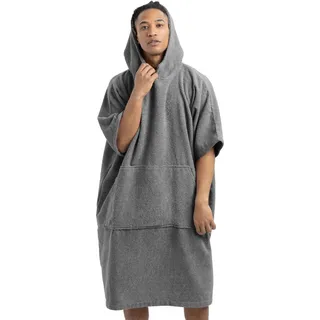 HOMELEVEL Badeponcho Damen und Herren - Surf Poncho aus 100% Baumwolle - Tuch für Erwachsene - Unisex Bademantel - Badetuch mit Kapuze - Dunkelgrau