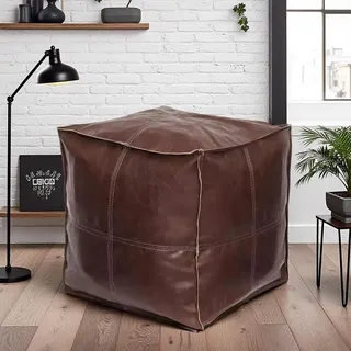 Louis Donné Unstuffed Ottoman Cover Pouf Sitzpouf Fußhocker Holster Ungefüllt PU-Leder Sitzpuff Fußschemel für In- & Outdoor 45x45x45cm (Dunkelbraun)