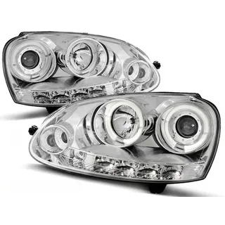 LED Angel Eyes Scheinwerfer für VW Golf 5 03-09 chrom