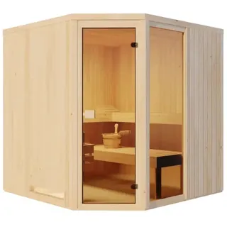 FinnTherm Sauna Family Naturbelassen 194 cm x 194 cm Wandstärke 40 mm