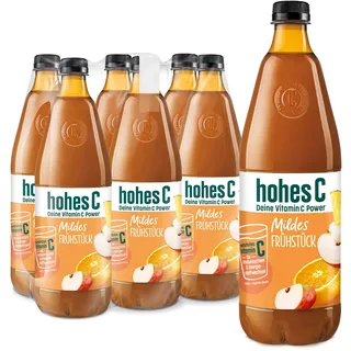 hohes C Mildes Frühstück (6 x 1l), 100% Saft, Orange, Ananas, Apfel, Acerola, Vitamin C, ohne Zuckerzusatz, weniger Säure, vegan