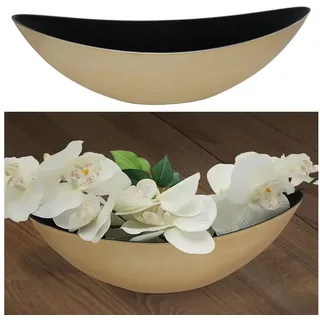 Cepewa Dekoschale │ 55x18x14cm Kunststoff Gold schwarz │ Pflanzschale in Bootsform (1 x oval Gold schwarz