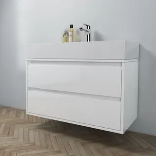 Megabad Pure 2.0 Waschtischunterschrank 90 cm mit 2 Auszügen 21SF1101090I, Badmöbel,