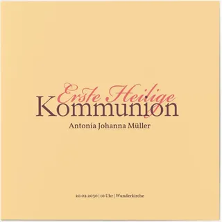 Einladungskarten zur Kommunion selbst gestalten - Elegante Kommunionseinladung in Beige - Beige | Wunderkarten.de