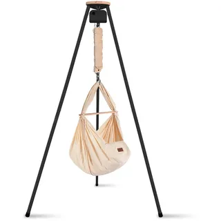 SCHMUSEWOLKE Bestes für Babys Schmusewolke Federwiege Set inkl. Tipi-Gestell und Motor, Anthrazit, Beige, Metall, Kunststoff, Textil, Höhe ca.