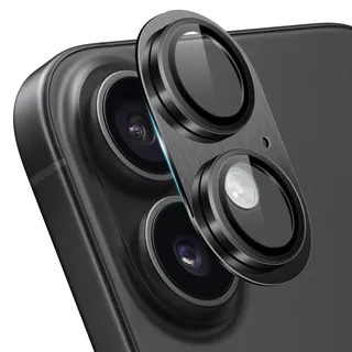 ZoRoll Kamera Schutzfolie Kompatibel mit iPhone 16/16 Plus, Metall Aluminium Panzerfolie HD Klar Anti-Kratzer 9H Härte Kamera Glass Schutzfolie Kompatibel mit iPhone 16/16 Plus - Schwarz