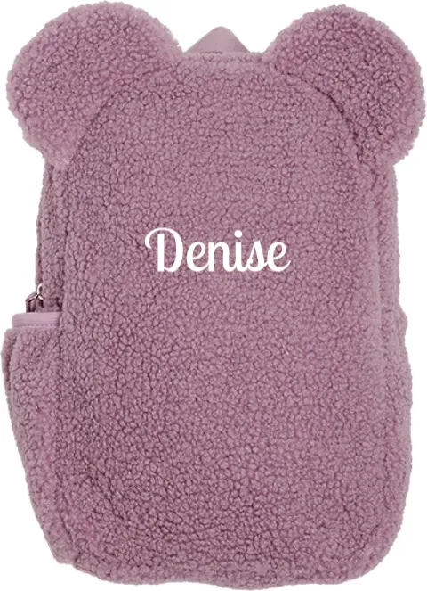 Kita Rucksack mit eigenem Namen im Design "Teddyrucksack Flieder" in verschiedenen Farben