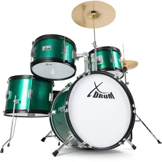 XDrum Junior Pro Kinder Schlagzeug Green Sparkle inkl. Schule
