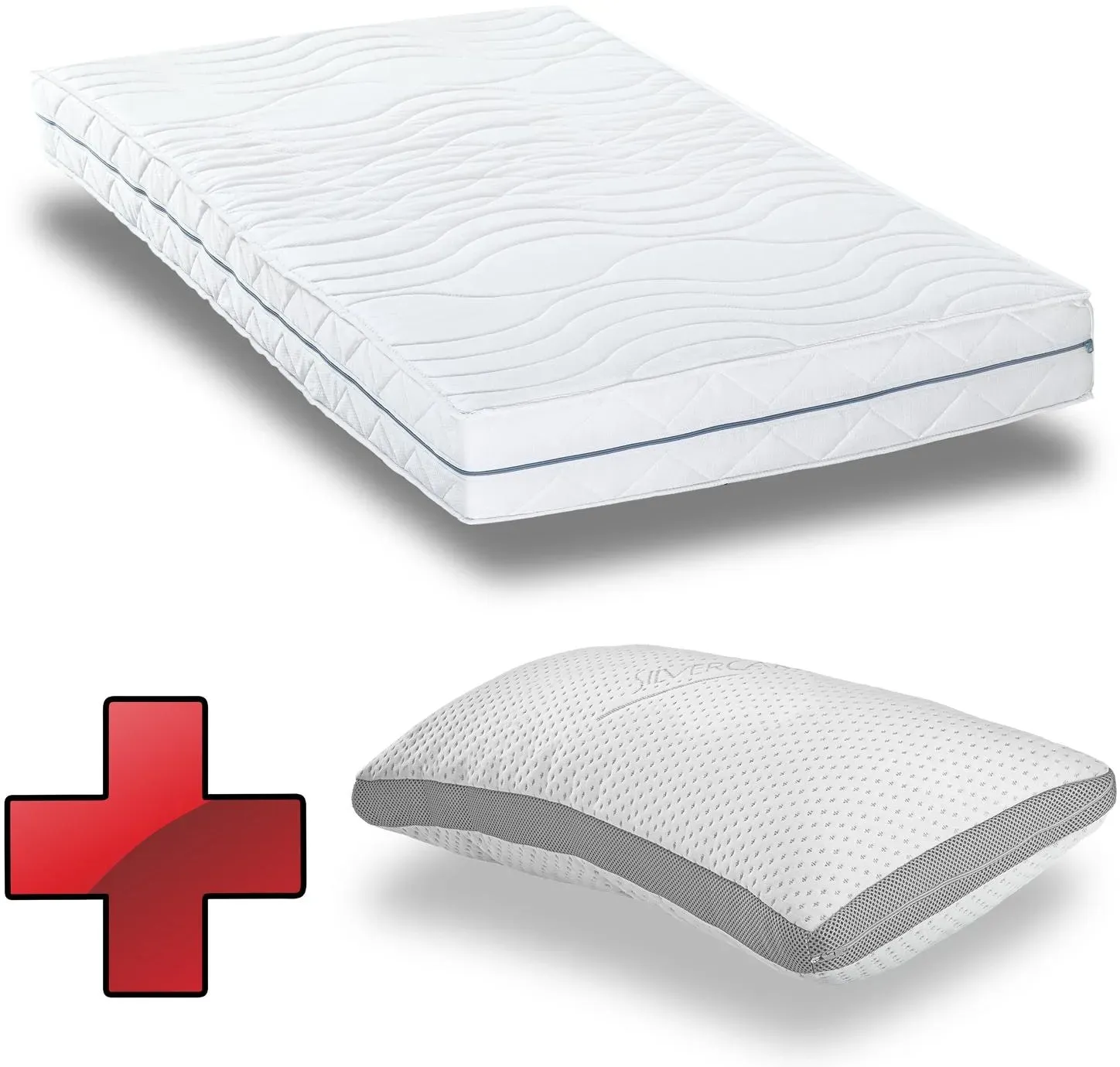 Ergonomische Matratze 140x200 cm 7-Zonen Supportho Premium, Höhe 18 cm, Härtegrad H2/H3 + Supportho Gel-Effekt Kissen 40 x 80 cm