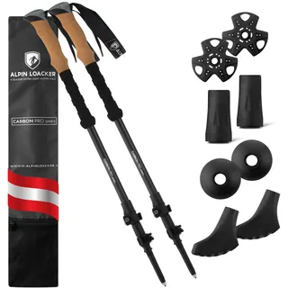 ALPIN LOACKER Teleskop Wanderstöcke Carbon mit Korkgriff I Leichte Nordic Walking Stöcke Damen und Herren für Skifahren und Wandern I Trekkingstöcke für Bergsport