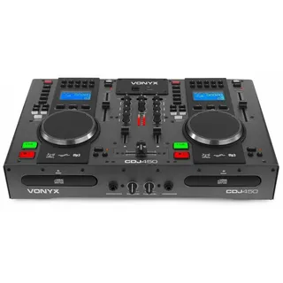 Vonyx CDJ450 - DJ Konsole, Mischpult Bluetooth, Controller - Zwei MP3 CD Mediaplayern, USB, 2 Deck Pult Console, Jogwheels, Scratch, 2-Kanal-Mixer, XLR, Chinch, Mixer für Anfänger