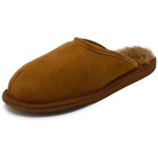Hollert Lammfell Hausschuhe OLAF Echtfell Merino Lederschuhe atmungsaktiv Schuhgröße: 42 Farbe: Cognac - Braun - 42