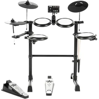 Fame DD-Lite V2 E-Drum Set, Elektronisches Schlagzeug-Set mit 144 Sounds, 12 Drumsets, Aux-Eingang, MIDI, Drumsticks, Drum Key, Mesh Heads, E-Schlagzeug, Schwarz