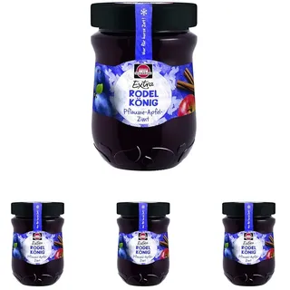 Schwartau Extra Rodelkönig Pflaume-Apfel-Zimt, Winterkonfitüre, 340 g Glas (Packung mit 4)