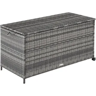 Tectake Auflagenbox Kuusamo Aluminiumgestell und Rollen 297l, 117x54x64cm