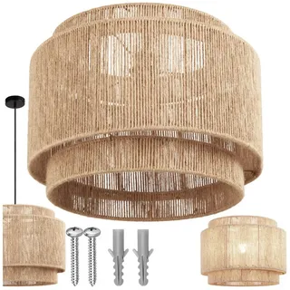 Tectake Pendelleuchte Lignea Lux aus Jute im Boho-Stil, 40W - natur - Naturbelassen