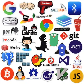 Sanmatic 108Pcs Laptop Aufkleber für Entwickler Programmiersprache gehören Aufkleber IT-Logo, C ++, Python, Linux, Swift, für Geeks, Ingenieure, Hacker, Geeks, Coder
