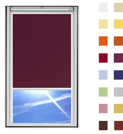 Dachfensterrollo guenstig nach Maß, Stoff Polyester, Farbe weinrot, mit Kassette oder als Springrollo, weitere 120 Farben im Shop