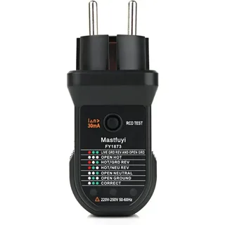 Memkey - Steckdosenprüfer, fortschrittlicher RCD-Steckdosenprüfer, automatischer Neutralleiter, direkter Erdungsdraht, Stromkreis-Polaritätsdetektor,