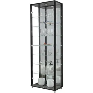 fif Möbel Vitrine OPTIMA Standvitrine/Glasvitrine 2x Glastür,perfekt für Sammler,Sammlervitrine schwarz