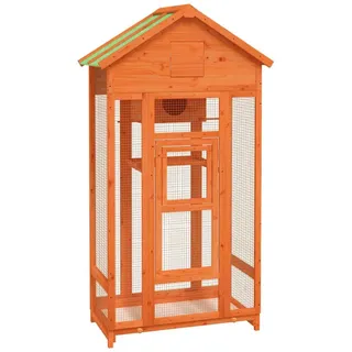 vidaXL Vogelkäfig Voliere 91,5 x 53 x 170 cm braun
